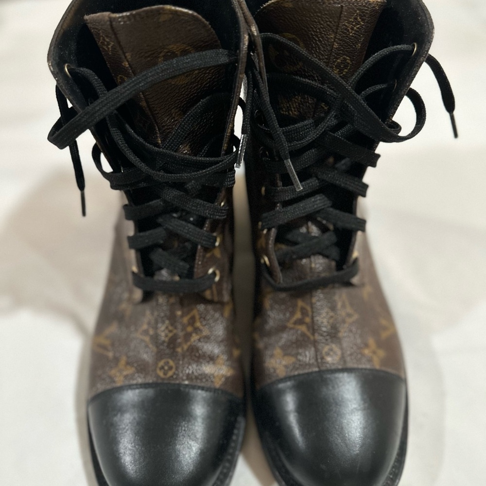 Louis Vuitton Black and Brown Combat Boots